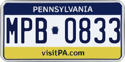 PA license plate MPB0833