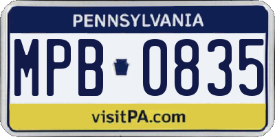 PA license plate MPB0835