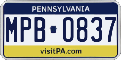 PA license plate MPB0837