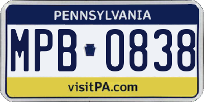 PA license plate MPB0838