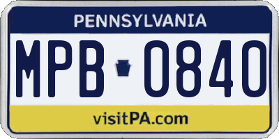 PA license plate MPB0840