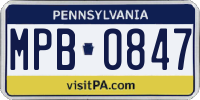 PA license plate MPB0847