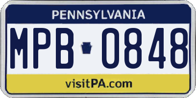 PA license plate MPB0848