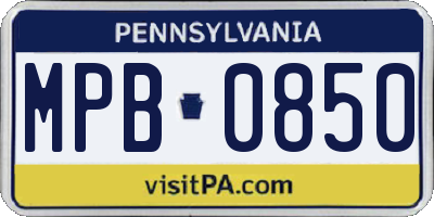 PA license plate MPB0850