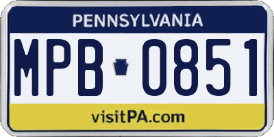 PA license plate MPB0851