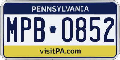 PA license plate MPB0852