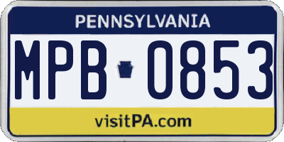 PA license plate MPB0853