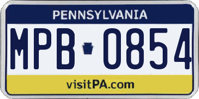 PA license plate MPB0854