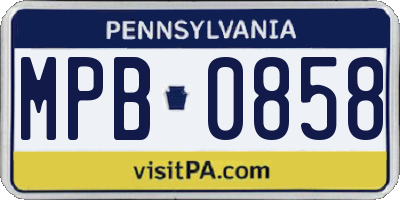 PA license plate MPB0858