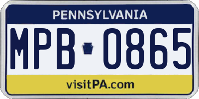 PA license plate MPB0865