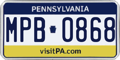 PA license plate MPB0868
