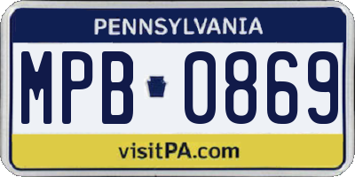 PA license plate MPB0869