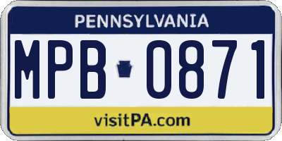 PA license plate MPB0871