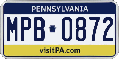 PA license plate MPB0872