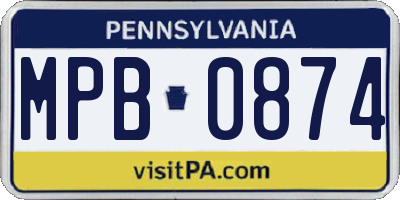 PA license plate MPB0874