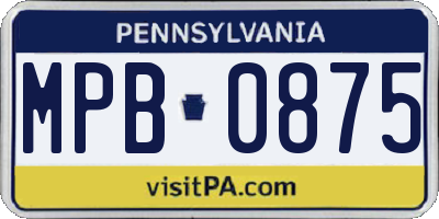 PA license plate MPB0875