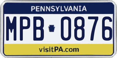 PA license plate MPB0876