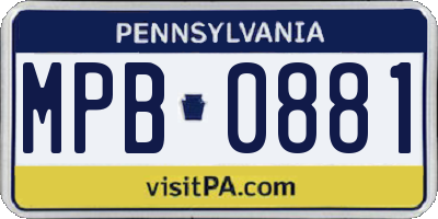 PA license plate MPB0881