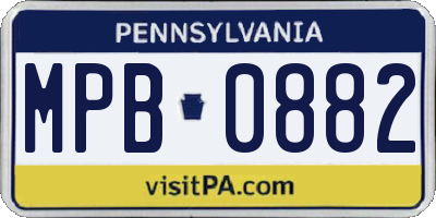 PA license plate MPB0882