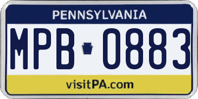 PA license plate MPB0883
