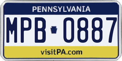 PA license plate MPB0887