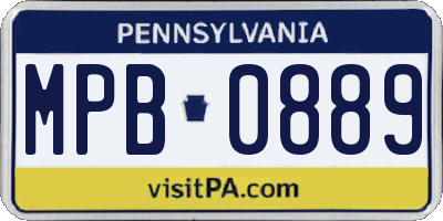 PA license plate MPB0889