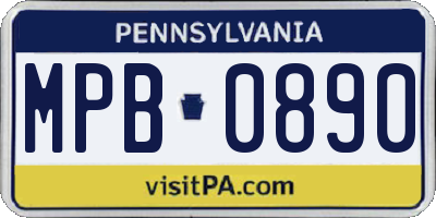 PA license plate MPB0890