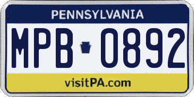PA license plate MPB0892