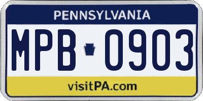 PA license plate MPB0903