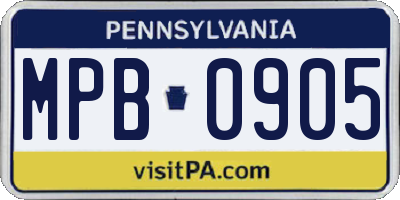 PA license plate MPB0905