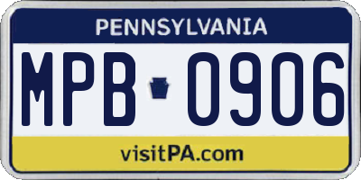 PA license plate MPB0906