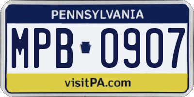 PA license plate MPB0907
