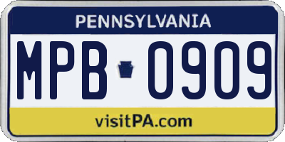 PA license plate MPB0909