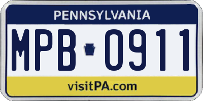 PA license plate MPB0911
