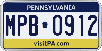 PA license plate MPB0912
