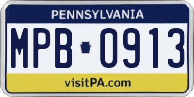PA license plate MPB0913