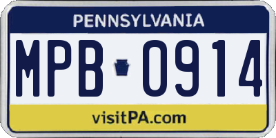 PA license plate MPB0914