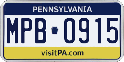 PA license plate MPB0915
