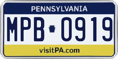PA license plate MPB0919