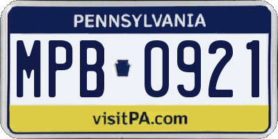 PA license plate MPB0921