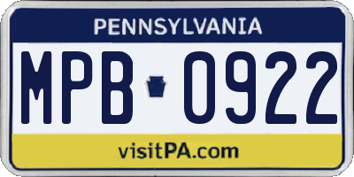 PA license plate MPB0922