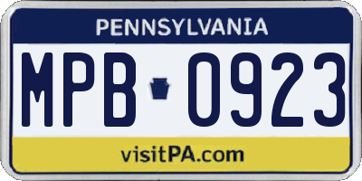 PA license plate MPB0923