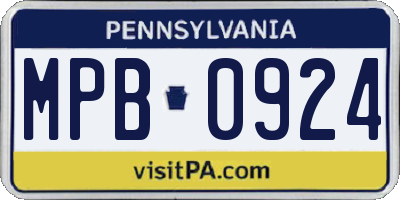 PA license plate MPB0924
