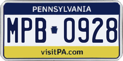 PA license plate MPB0928