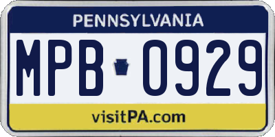 PA license plate MPB0929