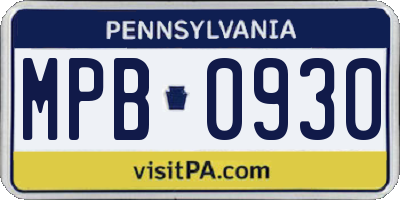 PA license plate MPB0930
