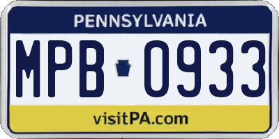 PA license plate MPB0933
