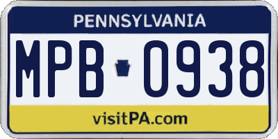 PA license plate MPB0938