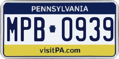 PA license plate MPB0939
