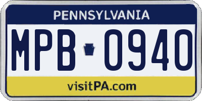 PA license plate MPB0940